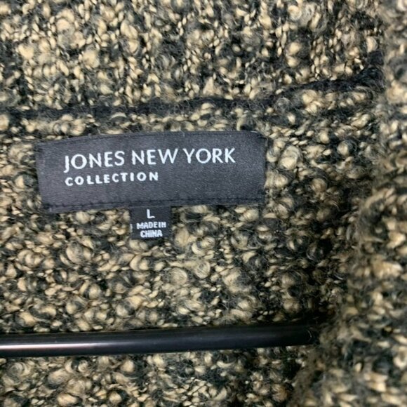 Jones New York Womens L Cardigan Sweater Brown Wool Blend Shrug Collared - Picture 5 of 16